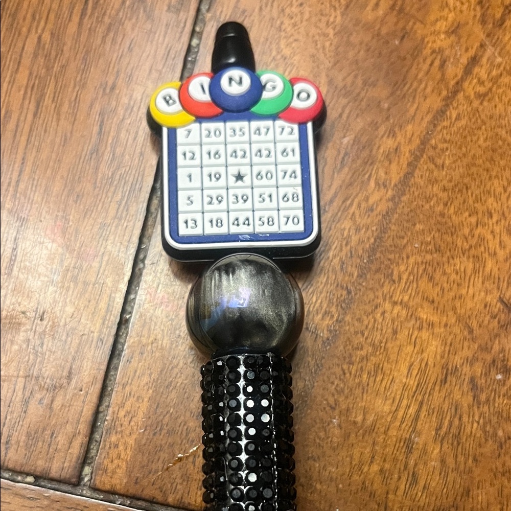 Bingo Game Beaded Pen with Black Beads